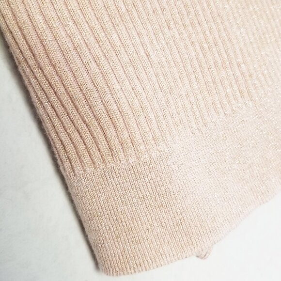 RED Valentino Champagne Rose Gold Lurex Rib Knit Bow Ruffle Fitted Sweater Wool - Picture 14 of 16